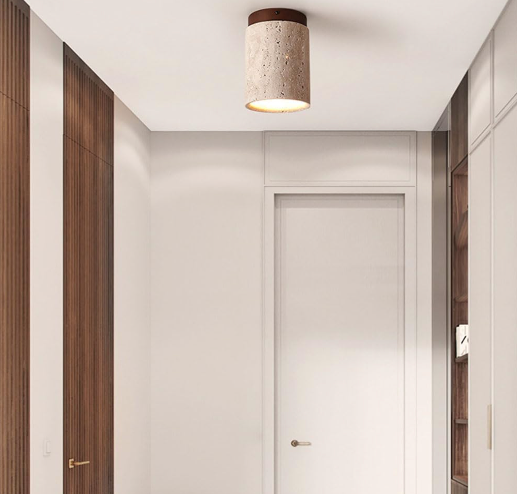 Natural Stone LED Cylinder Downlight – Glare-Free Ceiling Spot Lamp for Bedroom, Hallway, Living Room, or Accent Lighting