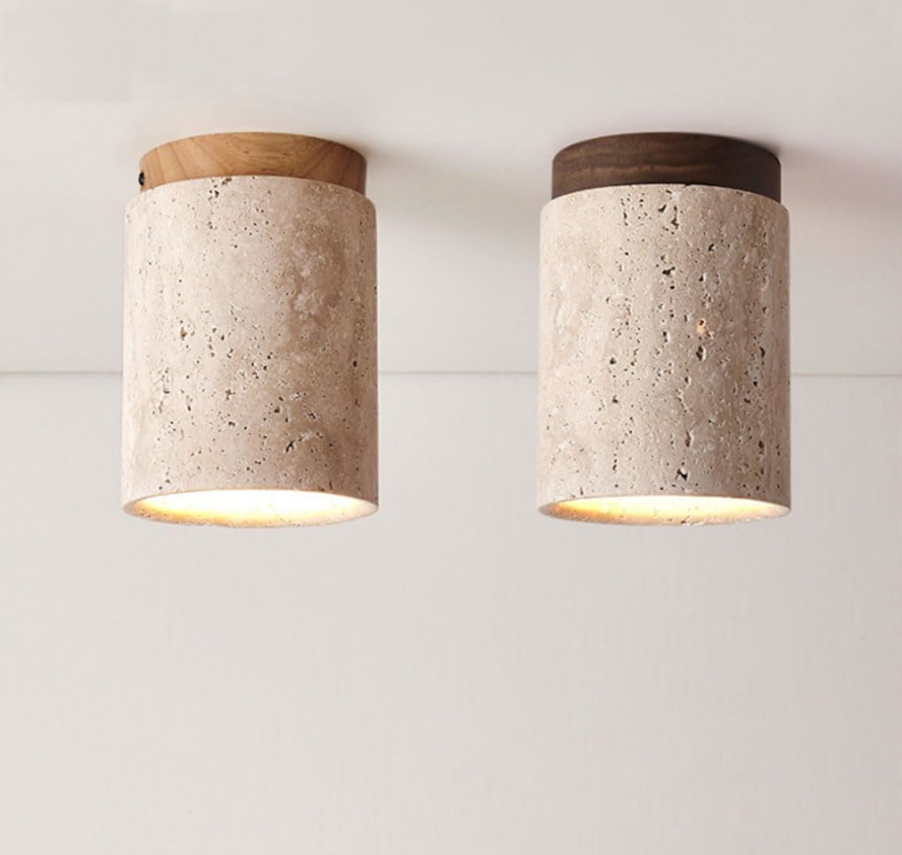 Natural Stone LED Cylinder Downlight – Glare-Free Ceiling Spot Lamp for Bedroom, Hallway, Living Room, or Accent Lighting