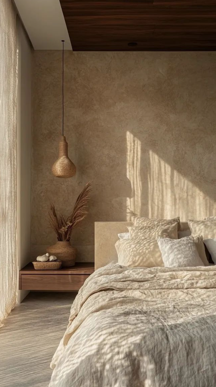 Brown Limewash Wallpaper – Peel and Stick or Traditional Removable Wallpaper – Faux Plaster Texture for Accent Walls – Neutral Rustic Aesthetic – Boho & Mediterranean Home Decor – Multiple Sizes