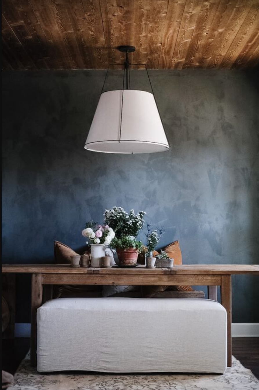 Dark Blue Limewash Wallpaper – Peel and Stick Textured Wall Mural – Faux Plaster Wallpaper for Boho Nursery or Kids Room – Removable Boho Wall Decor – Neutral Blue Aesthetic Decal