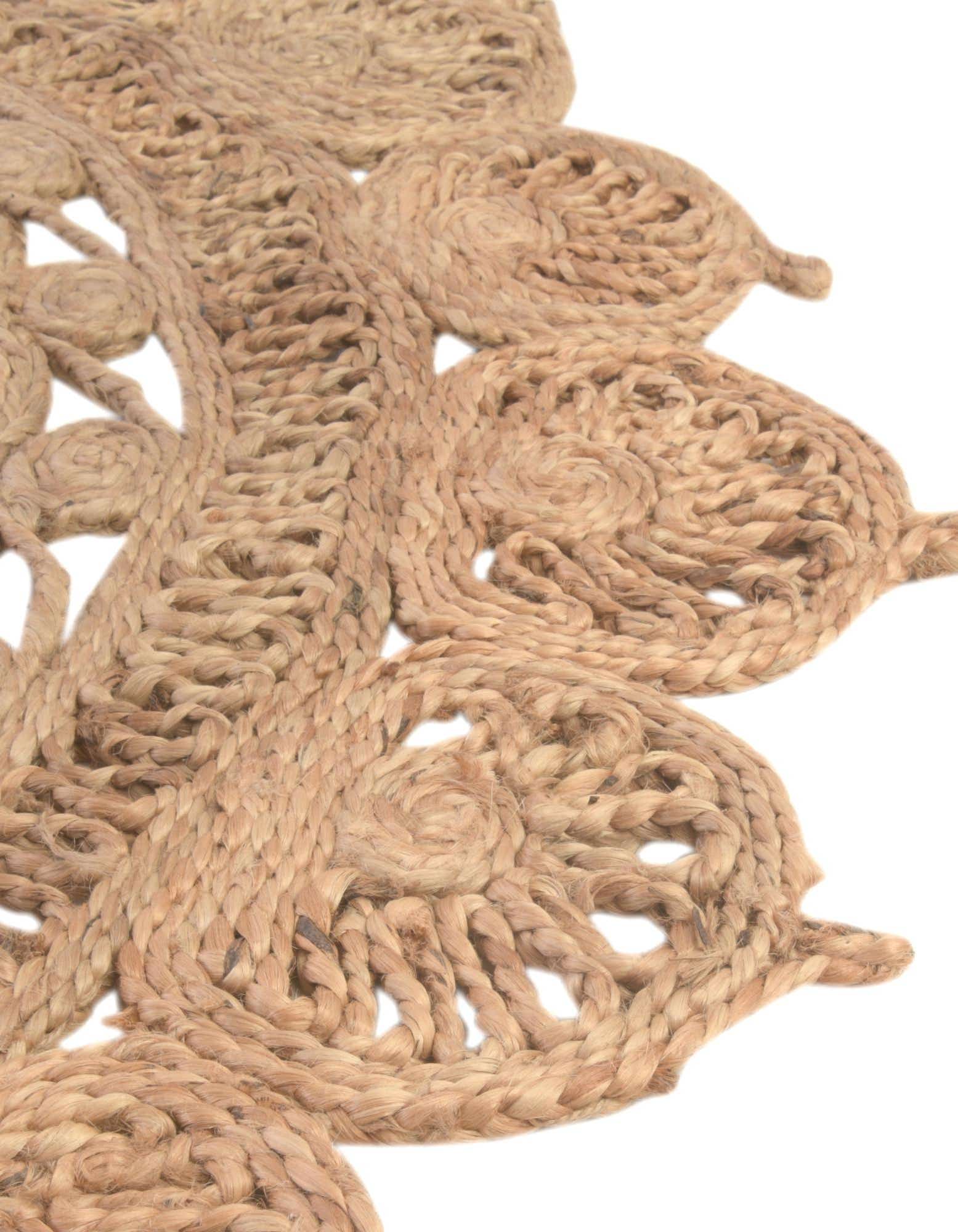 Round 5' Area Rug - Handwoven Medallion Design with Braided Jute Stripes - 60" x 60" - High Traffic Durability - Elegant Home Decor
