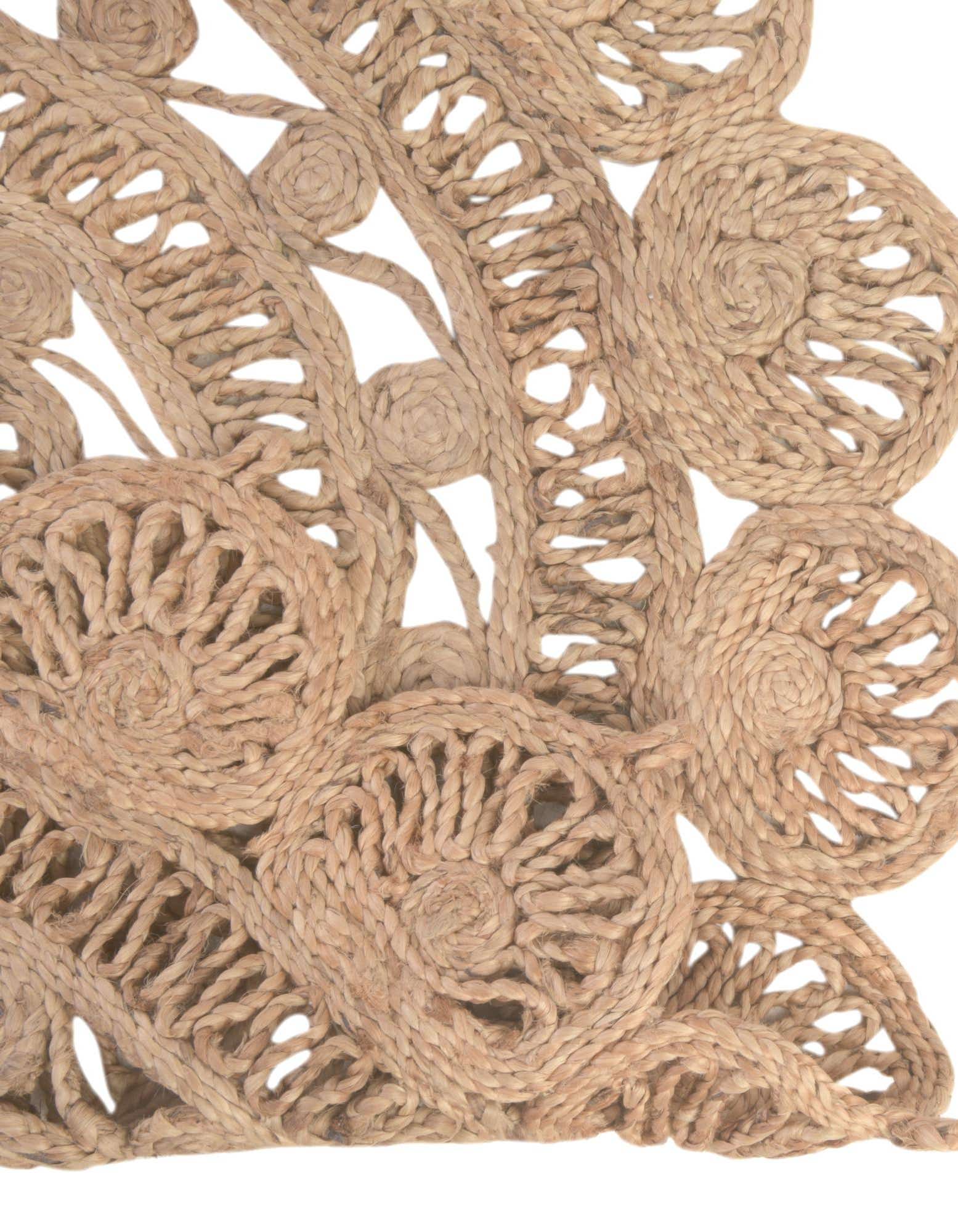 Round 5' Area Rug - Handwoven Medallion Design with Braided Jute Stripes - 60" x 60" - High Traffic Durability - Elegant Home Decor