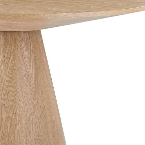 Round Dining Table with Wood Grain Top, Solid Wood, 47-Inch Modern Kitchen Table for 4-6, Mid Century Dining Room Table for Kitchen, Office, Restaurant - Natural Ash