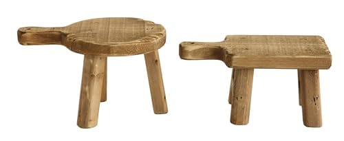 Rustic Small Wood Pedestal with Handle – Perfect for Plants and Decorative Objects