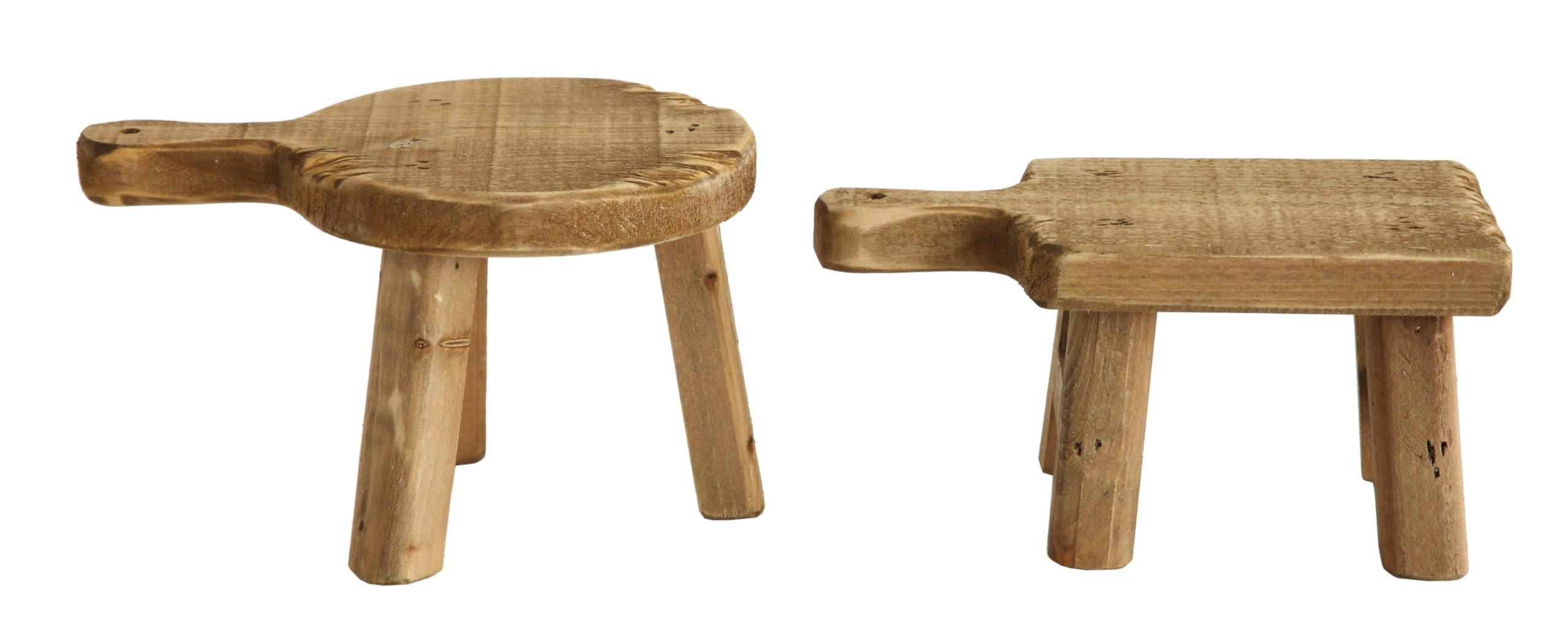 Rustic Small Wood Pedestal with Handle – Perfect for Plants and Decorative Objects