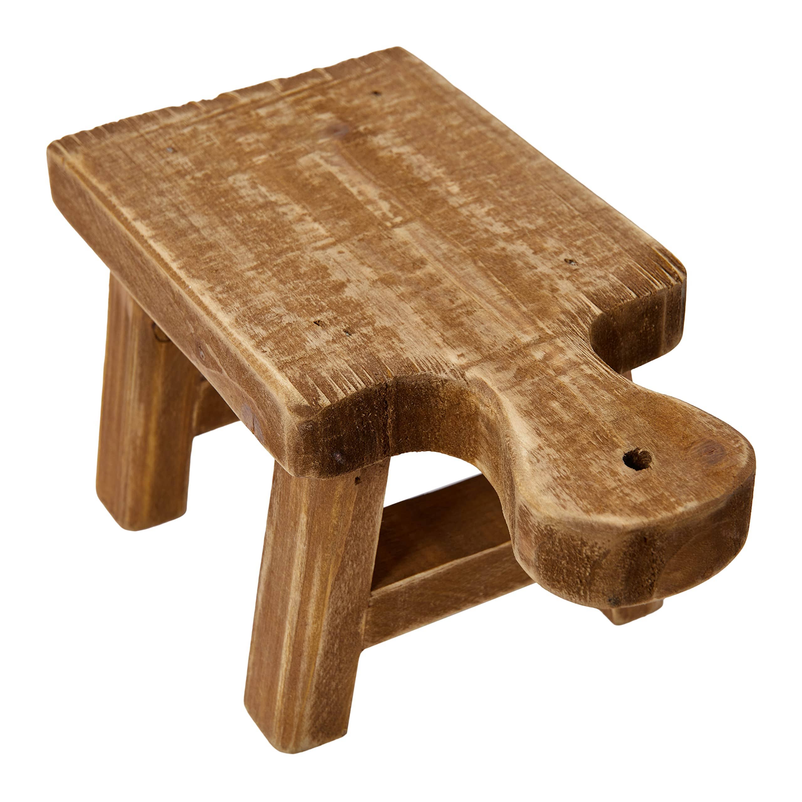 Rustic Small Wood Pedestal with Handle – Perfect for Plants and Decorative Objects