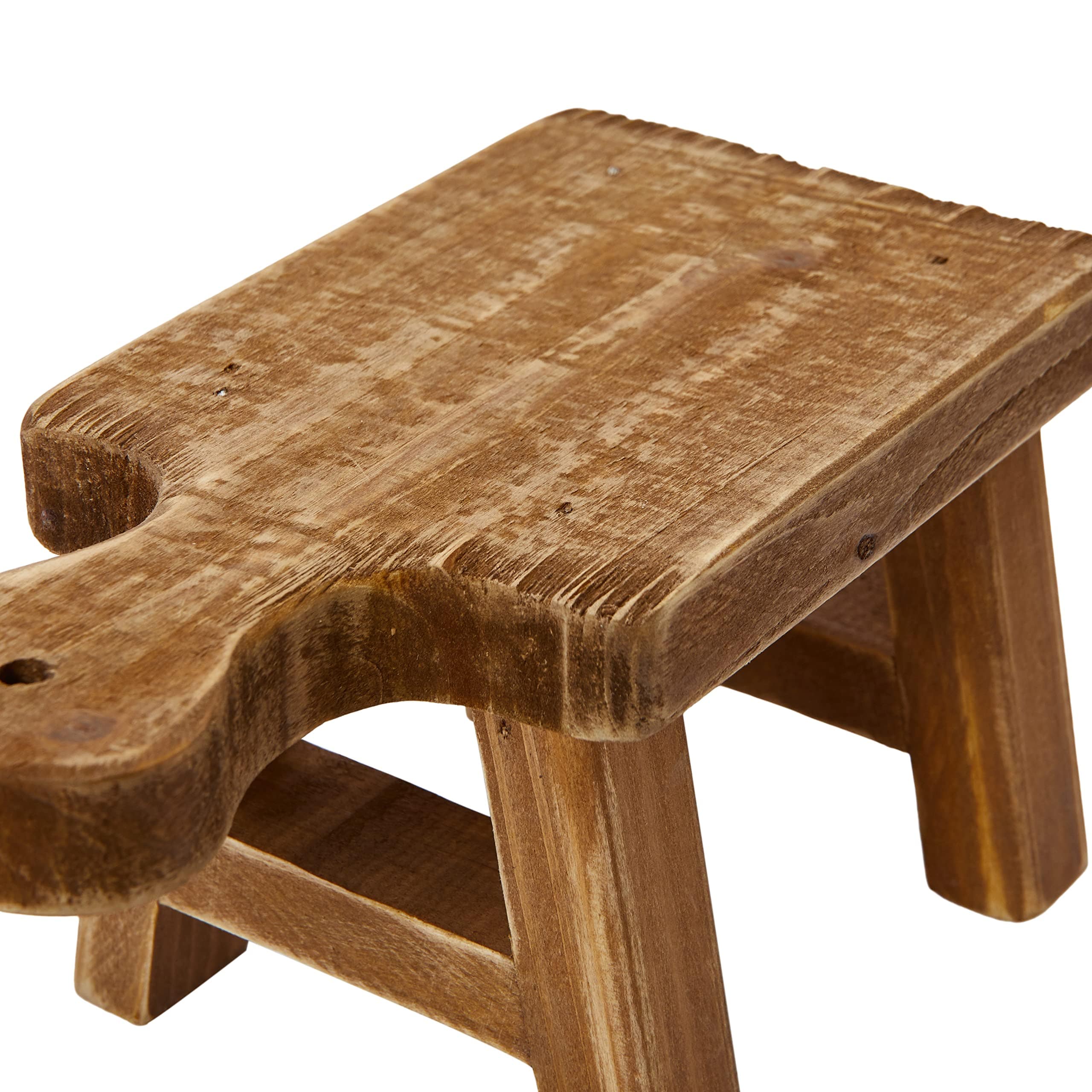 Rustic Small Wood Pedestal with Handle – Perfect for Plants and Decorative Objects