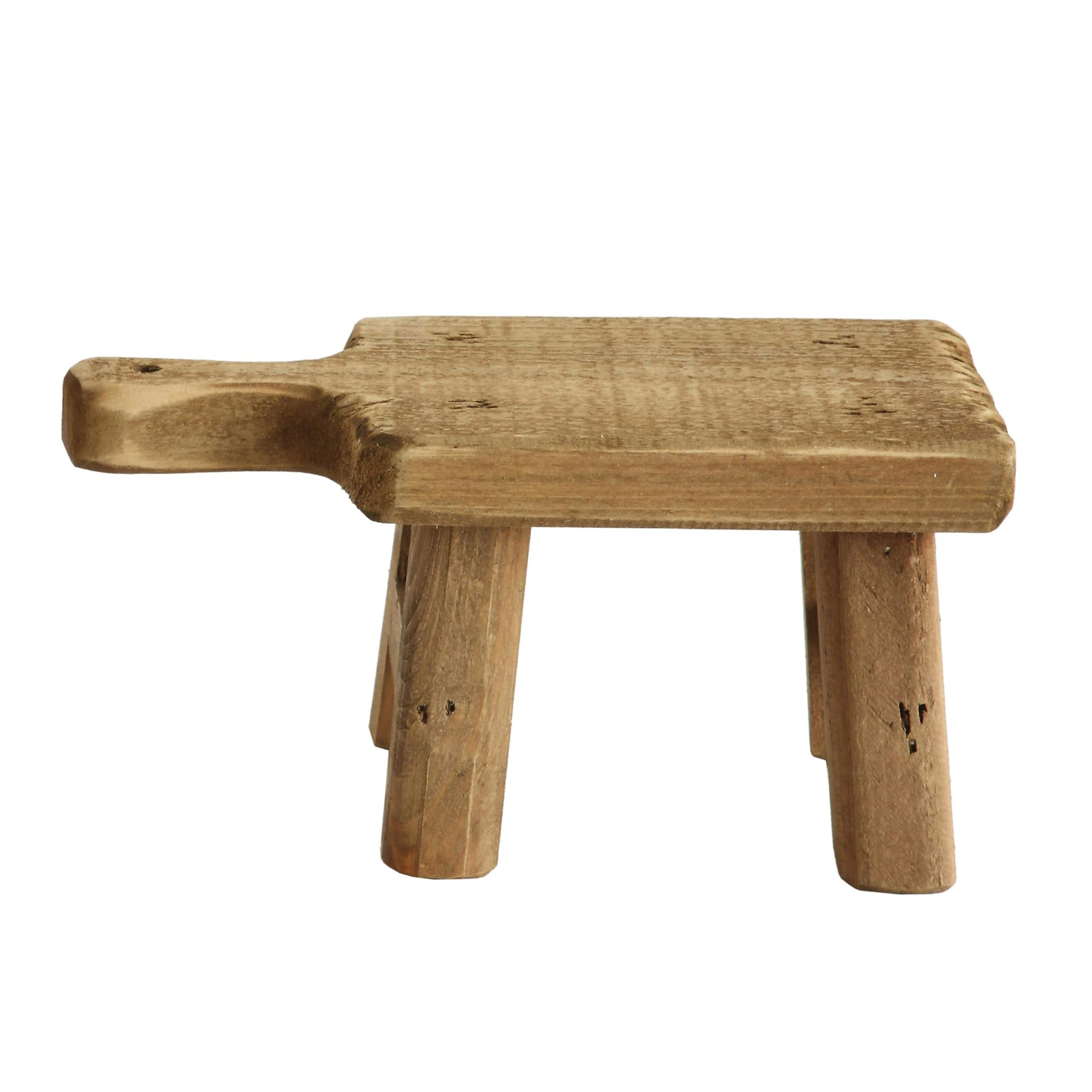 Rustic Small Wood Pedestal with Handle – Perfect for Plants and Decorative Objects