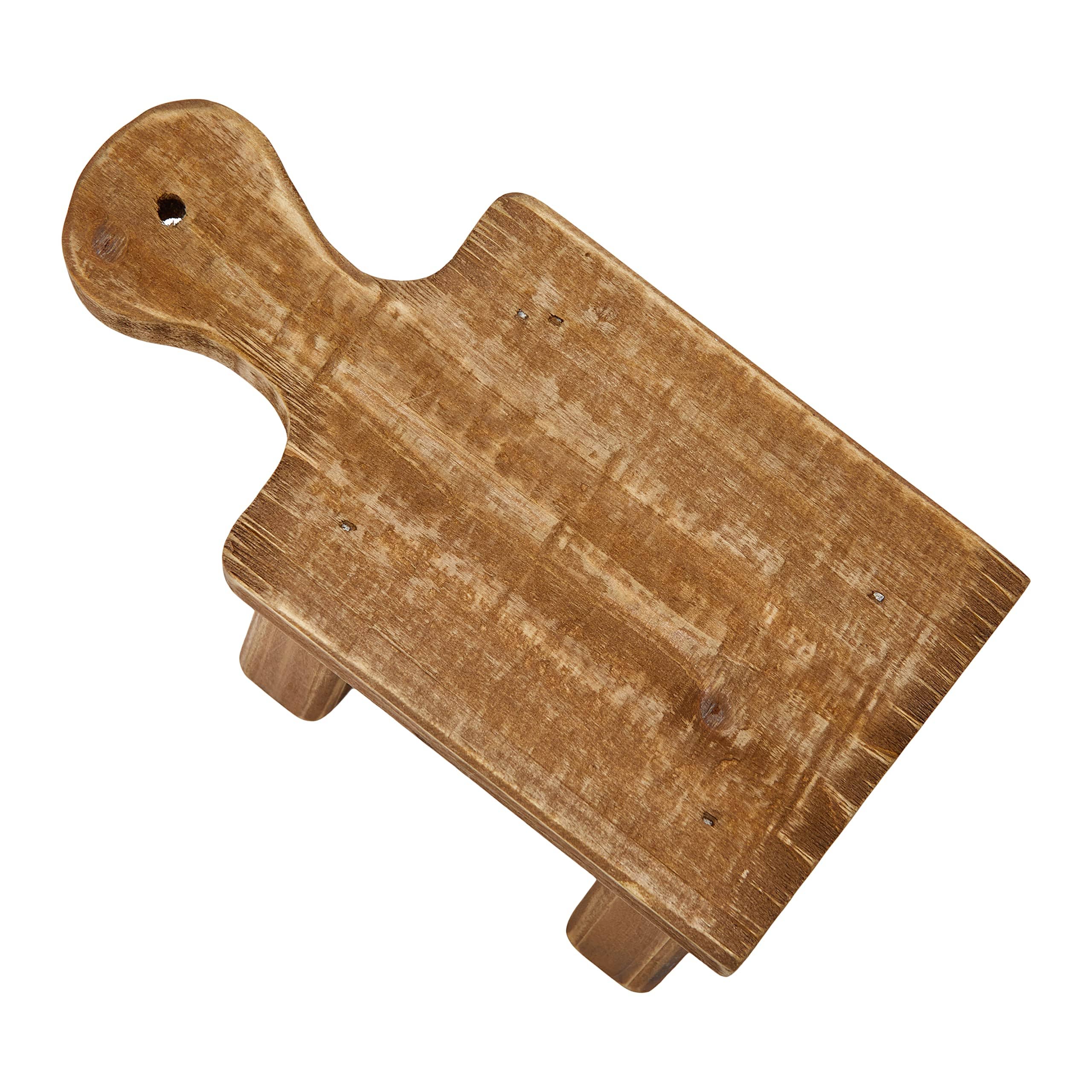 Rustic Small Wood Pedestal with Handle – Perfect for Plants and Decorative Objects
