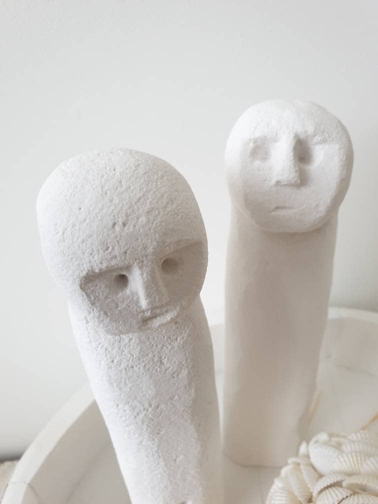 Set of 2 Elegant Minimalist Porcelain Figurines – Boho Farmhouse Decorative Set