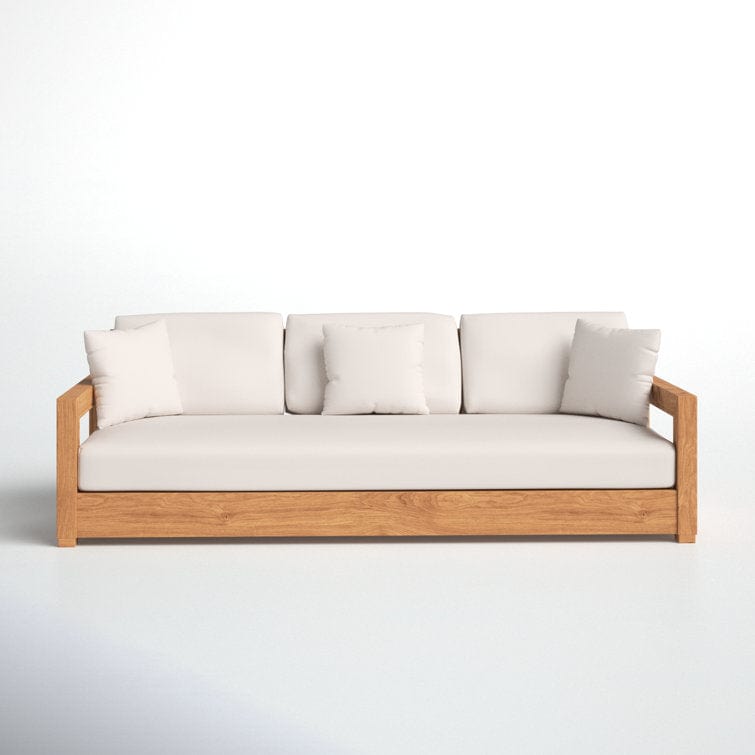 Teak Outdoor Patio Sofa with Sunbrella® Cushions 76.55'' – Weather-Resistant and Stylish Seating for Porch or Patio