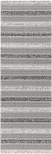 Bohemian Black and Cream Area Rug - 6'7" x 9' Modern Cotton Rug for Living Room, Bedroom or Kitchen