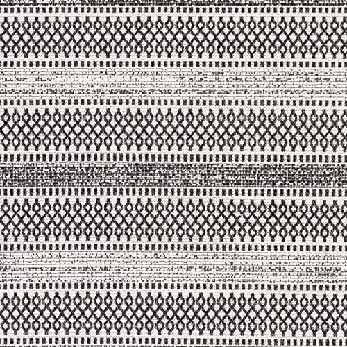 Bohemian Black and Cream Area Rug - 6'7" x 9' Modern Cotton Rug for Living Room, Bedroom or Kitchen