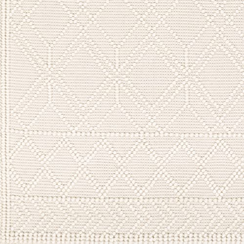 Bohemian/Global Beige Area Rug - Handwoven 8x10 Wool Rug for Living Room, Bedroom, Kitchen (8' x 10')
