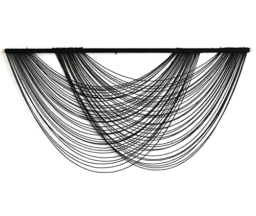 Large Black Macrame Wall Hanging - Boho Yarn Tapestry for Living Room and Bedroom Decor - 59" W x 27" L