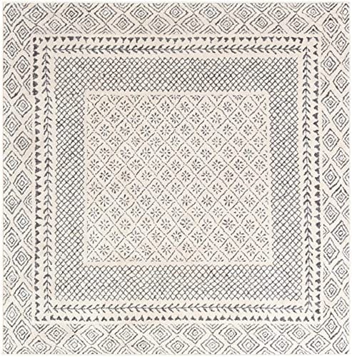 Modern Boho Area Rug – 7'10"x10'3", Gray/Ivory/Charcoal/Beige/Cream, Bordered Design, Plush and Durable, Ideal for Living Room, Bedroom, and Dining Room