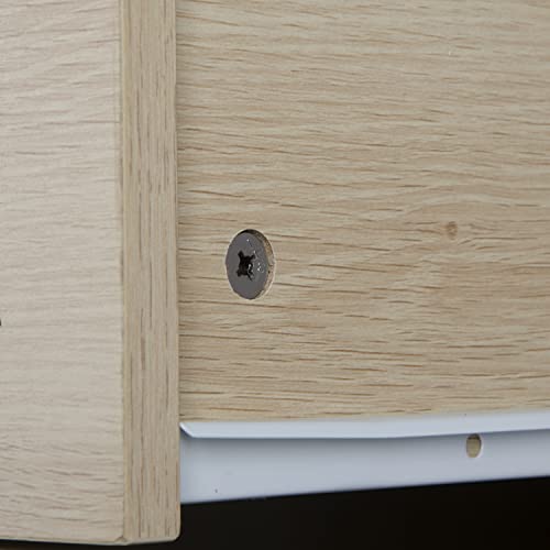 Natural Rattan Storage Cabinet with 4 Drawers - Warm White Wood Grain Color - for Living Room, Bedroom