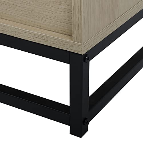 Natural Rattan Storage Cabinet with 4 Drawers - Warm White Wood Grain Color - for Living Room, Bedroom