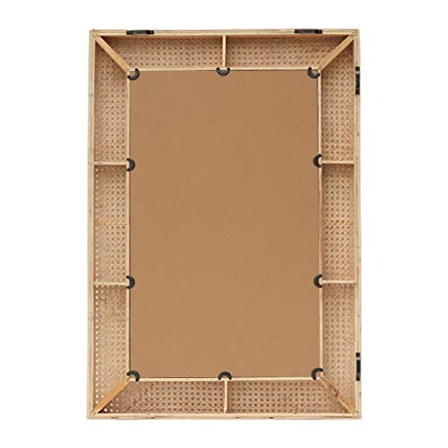 Rectangle Rattan Wall Mirror - Modern Boho Decorative Mirror for Home - Natural Color - 26.375" x 37.875