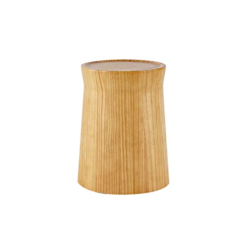 Round Pine Tree Wooden Stump End Table - Natural Edge Side Table, Small Coffee Table - Cottage Style with Tray Top in Beige - Perfect for Bohemian Home Decor