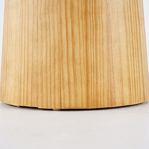 Round Pine Tree Wooden Stump End Table - Natural Edge Side Table, Small Coffee Table - Cottage Style with Tray Top in Beige - Perfect for Bohemian Home Decor