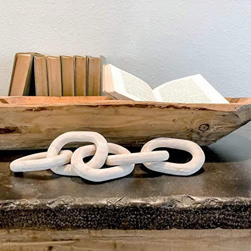 Rustic Wood Chain Link Decorative Garland Set for Coffee Tables and Home Decor