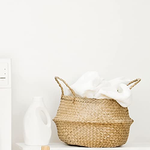 XXL Woven Seagrass Plant Basket - Natural-Beige - Indoor Planter Pot with Plastic Liner and Handles - Eco-Friendly Storage for Fiddle Leaf Fig, Snake Plant, and Monstera - Stylish and Multipurpose Home Solution