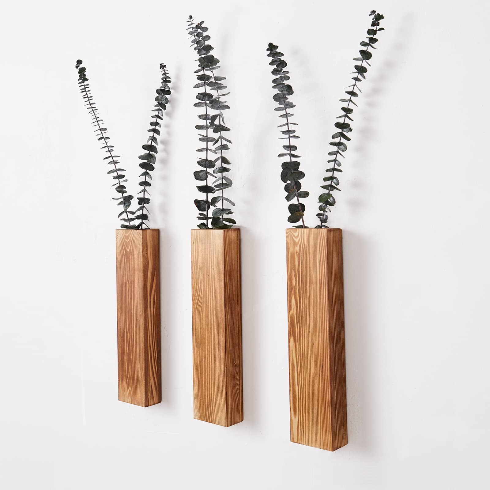 3-Pack Wooden Wall Planters – Modern Farmhouse Decor for Indoor Plants and Faux Greenery