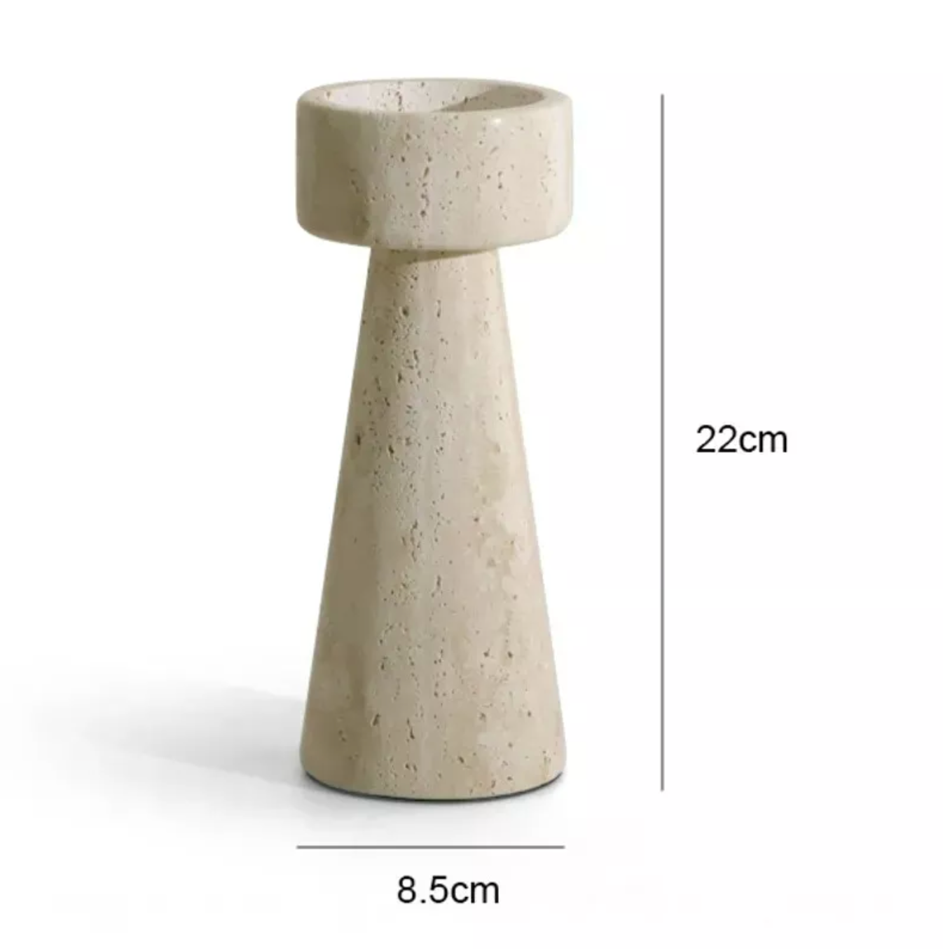 Minimalist Travertine Candle Holder – Natural Marble Taper Holder for Dining Table