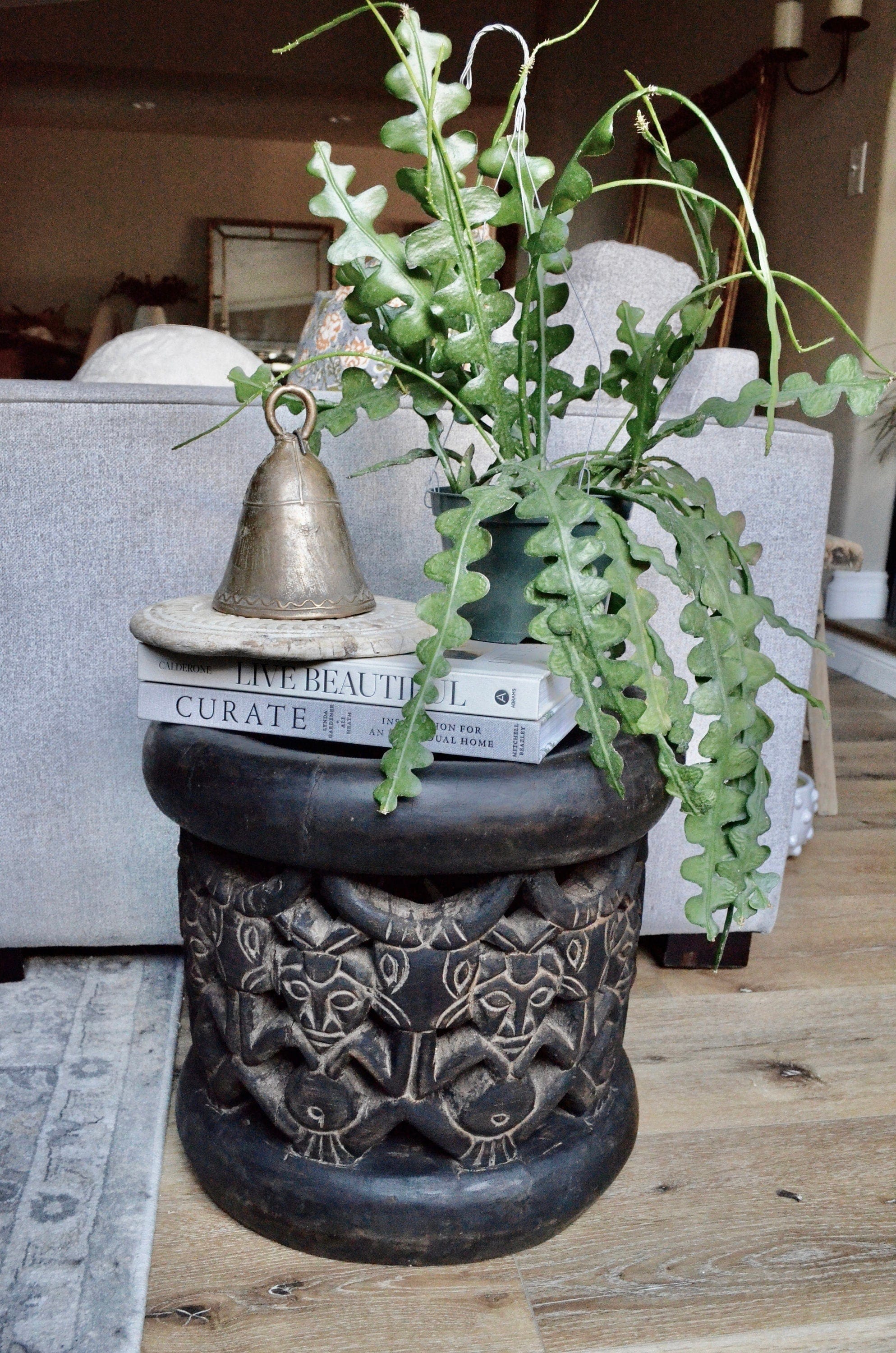 Antique Hand-Carved Oku Stool from Cameroon – Unique Vintage Wooden Side Table