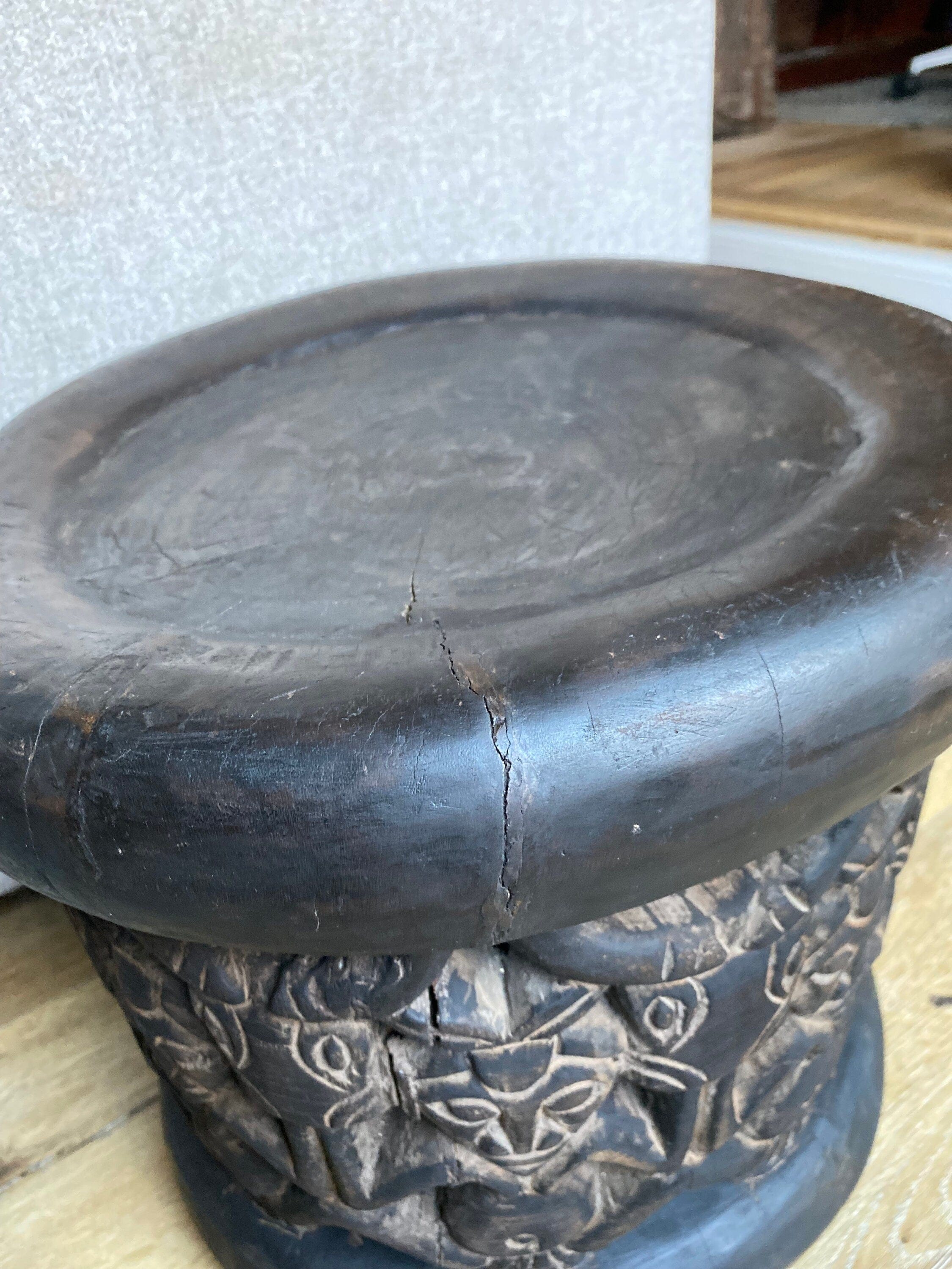 Antique Hand-Carved Oku Stool from Cameroon – Unique Vintage Wooden Side Table