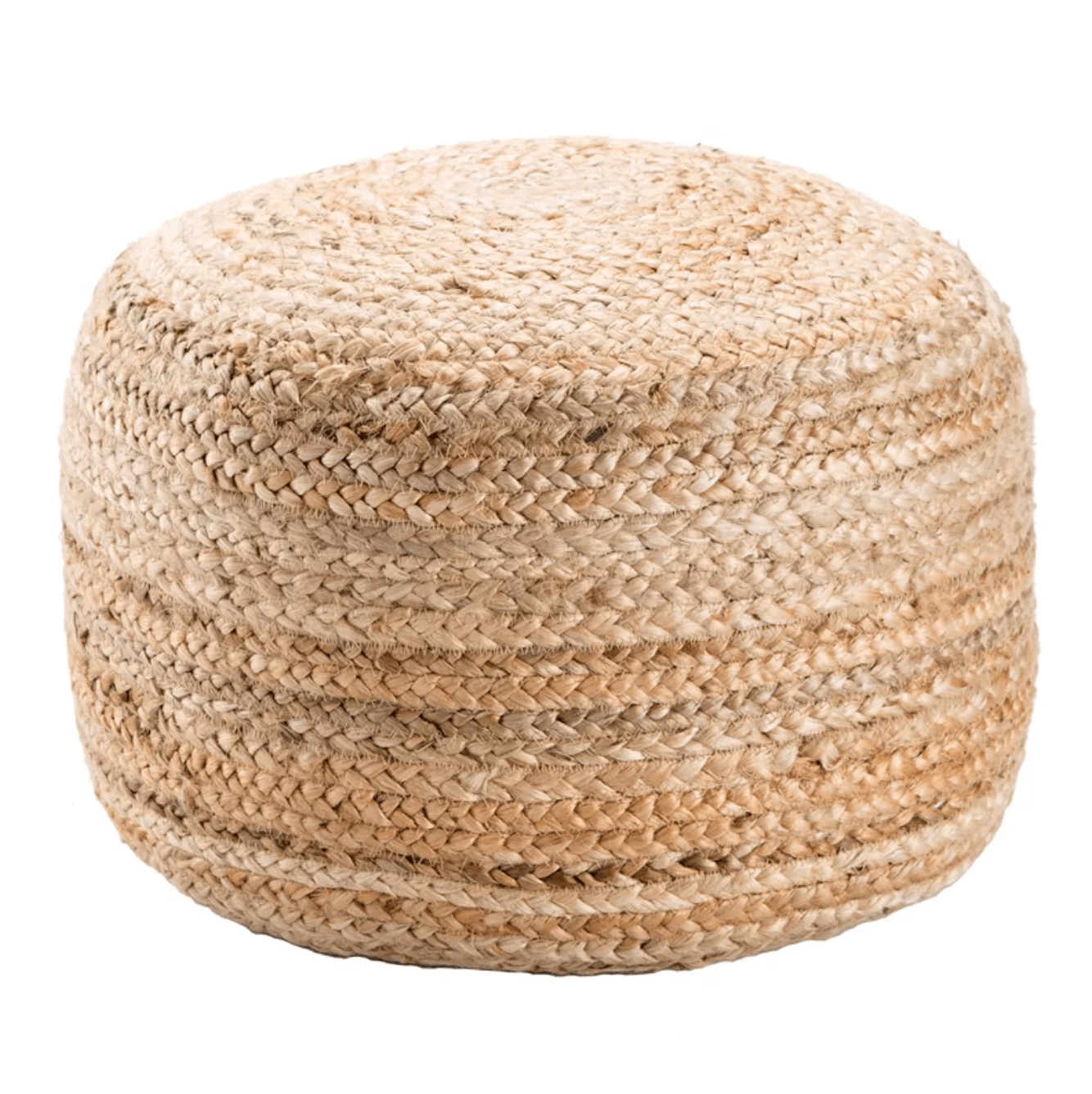 Artisan Braided Jute Pouf with Foam Filling - Bohemian Round Ottoman for Living Room, Coastal Accent Footstool - Handmade in India, 100% Natural Jute - Various Color Options Available