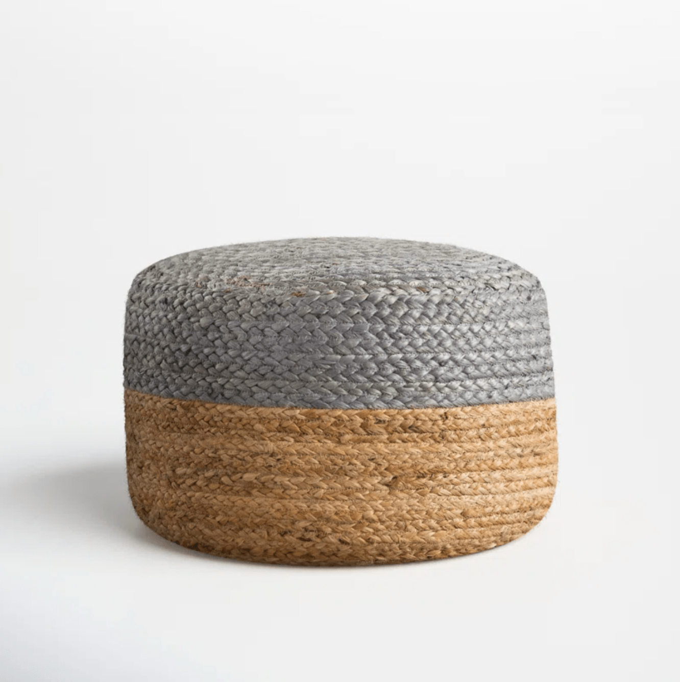 Artisan Braided Jute Pouf with Foam Filling - Bohemian Round Ottoman for Living Room, Coastal Accent Footstool - Handmade in India, 100% Natural Jute - Various Color Options Available