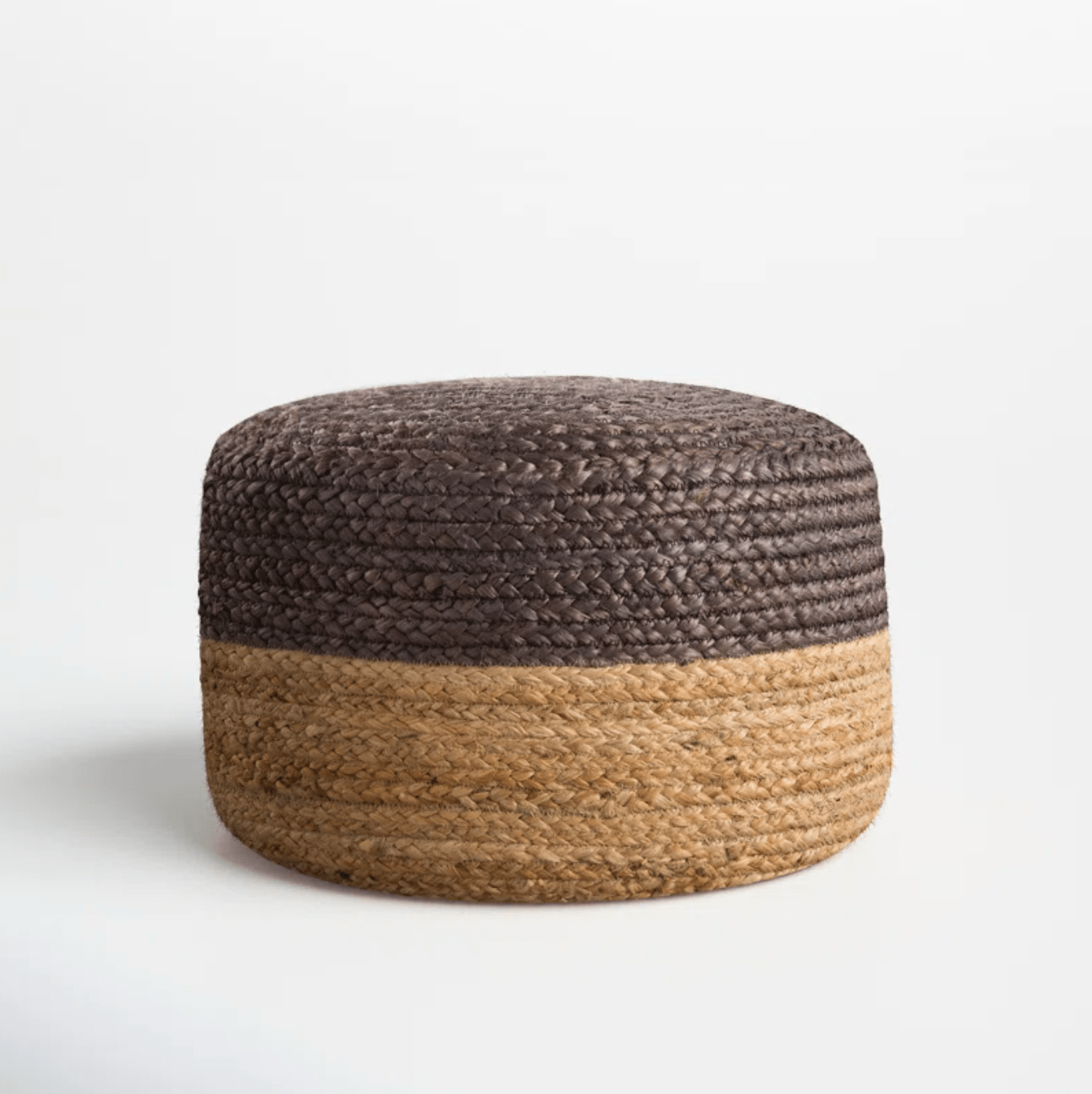 Artisan Braided Jute Pouf with Foam Filling - Bohemian Round Ottoman for Living Room, Coastal Accent Footstool - Handmade in India, 100% Natural Jute - Various Color Options Available