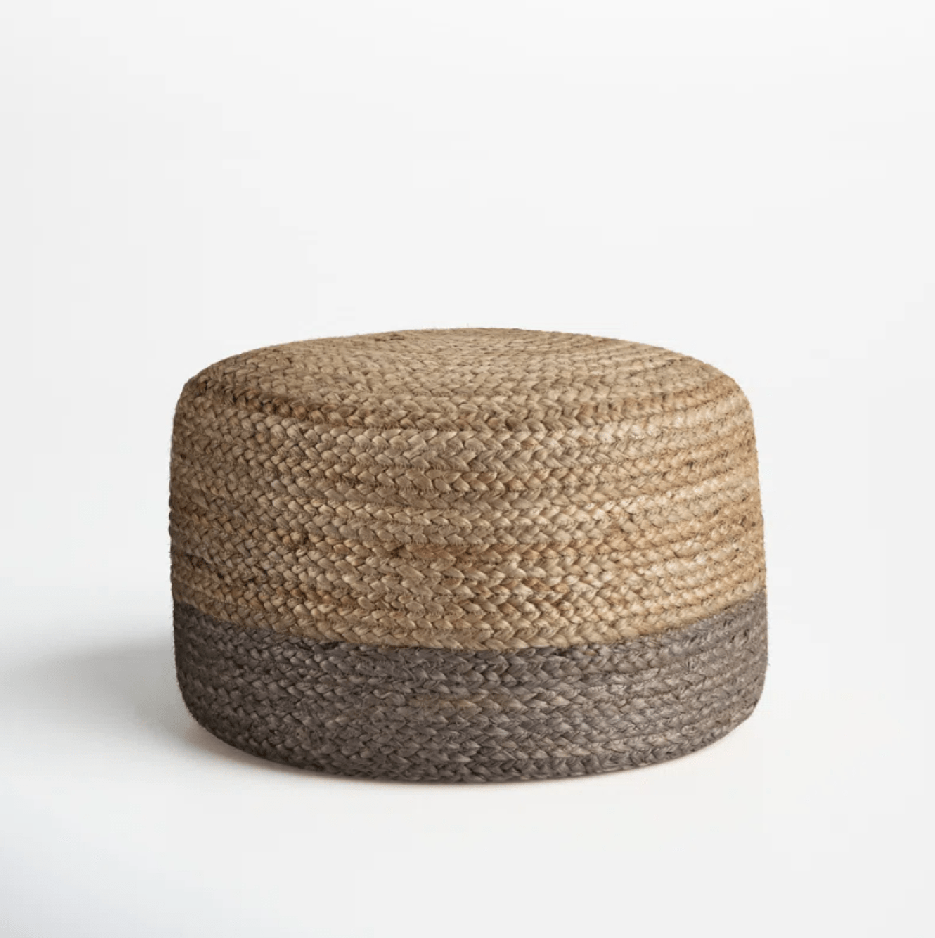 Artisan Braided Jute Pouf with Foam Filling - Bohemian Round Ottoman for Living Room, Coastal Accent Footstool - Handmade in India, 100% Natural Jute - Various Color Options Available