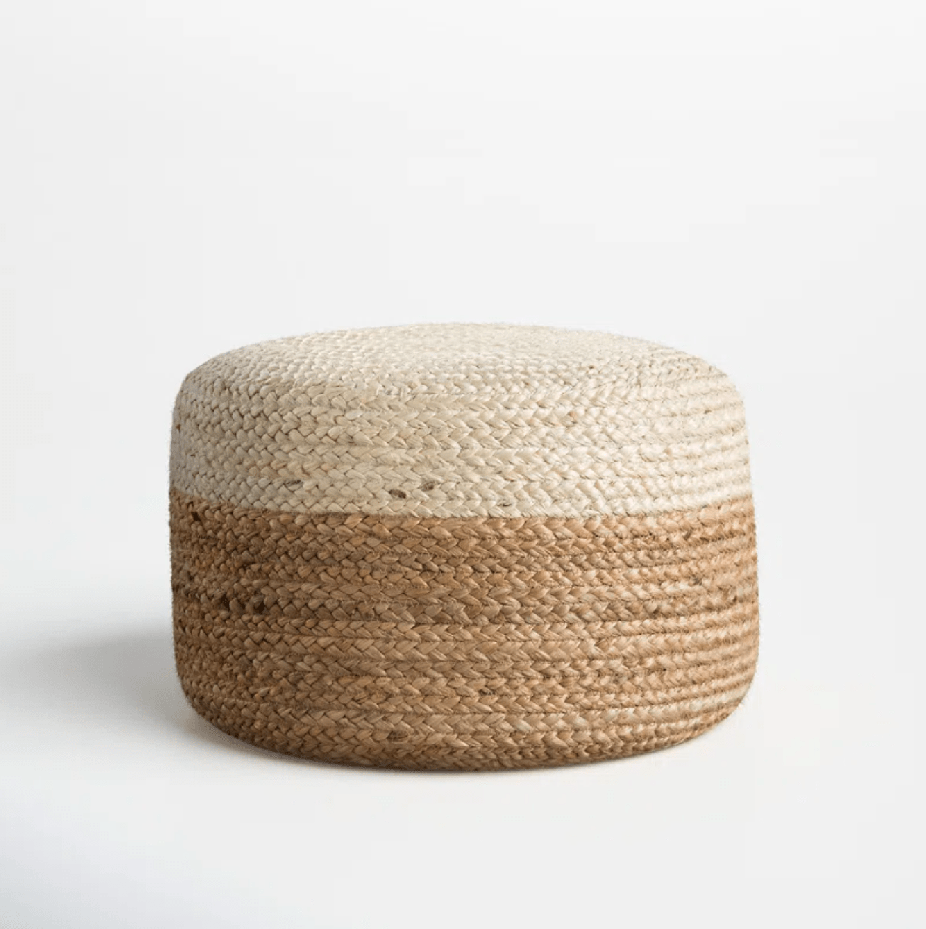 Artisan Braided Jute Pouf with Foam Filling - Bohemian Round Ottoman for Living Room, Coastal Accent Footstool - Handmade in India, 100% Natural Jute - Various Color Options Available