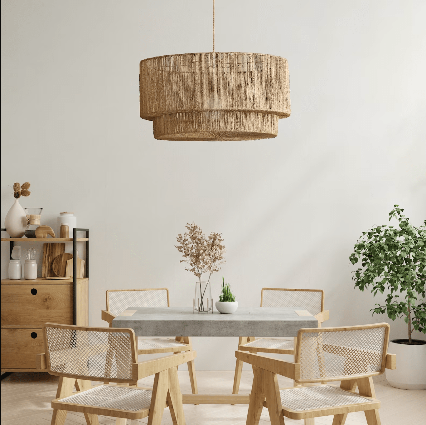 Bamboo Rattan Pendant Light - Boho Chic Farmhouse Lamp for Patio and Home Decor - Bohemian Rattan Furniture Accent with Luminous Glow