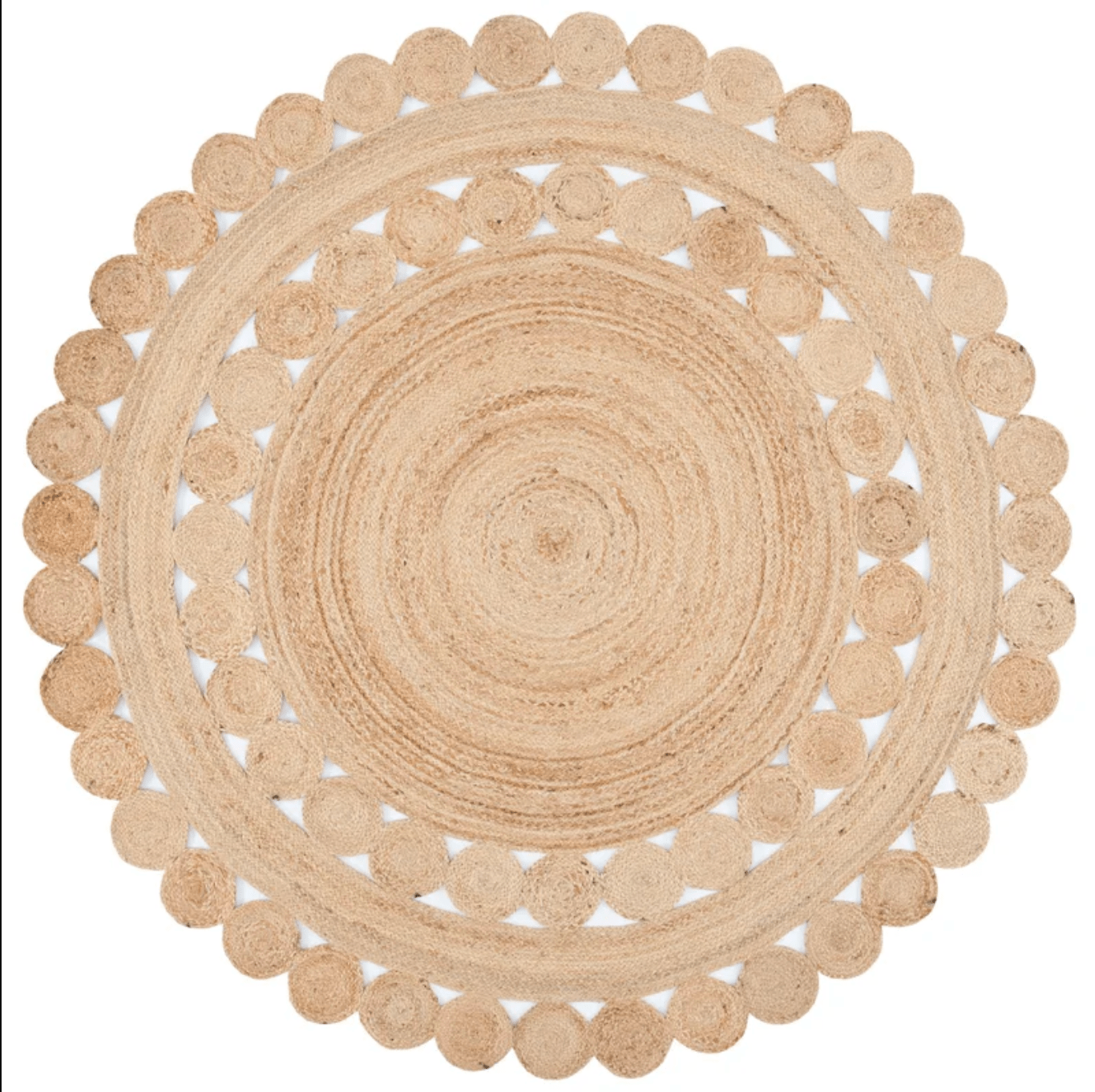 Beige Flatweave Jute/Sisal Round Rug - Rug for High Traffic Areas - Floor Heating Safe and Anti-Fatigue Design