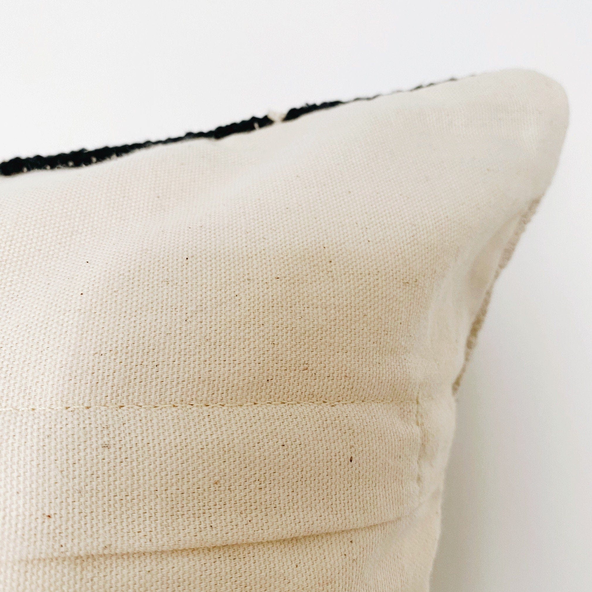 Black & Cream Kilim Pillow Cover, 20x20 Inches, Handwoven 100% Cotton Decorative Cushion Cover