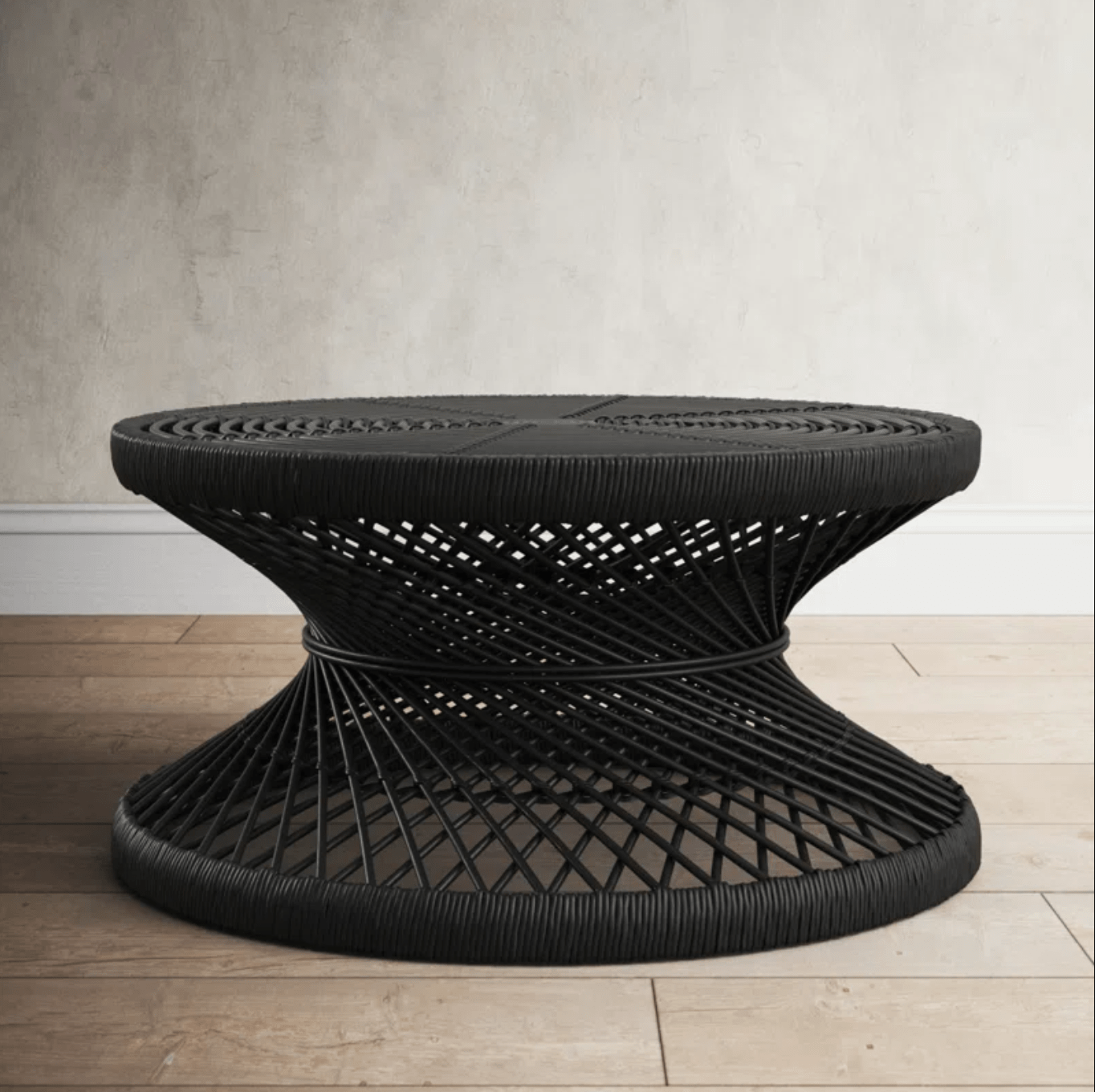 Black Rattan Coffee Table | Handcrafted with Intricate Weaves | Versatile Design for Living Rooms, Bedrooms, and More