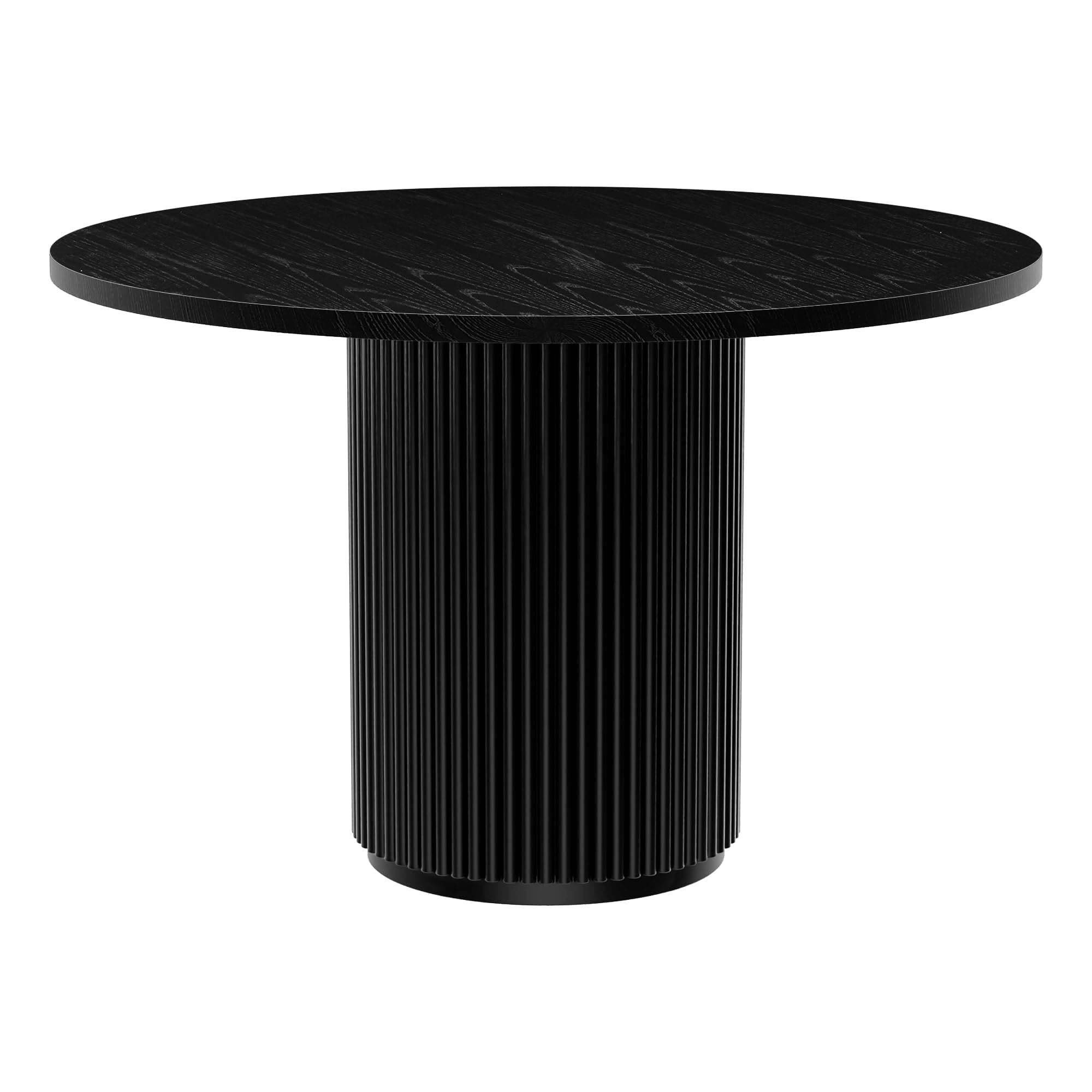 Black Solid Round Wooden Dining Table with Pedestal Base – 40" Kitchen Table for 2-4 Adults