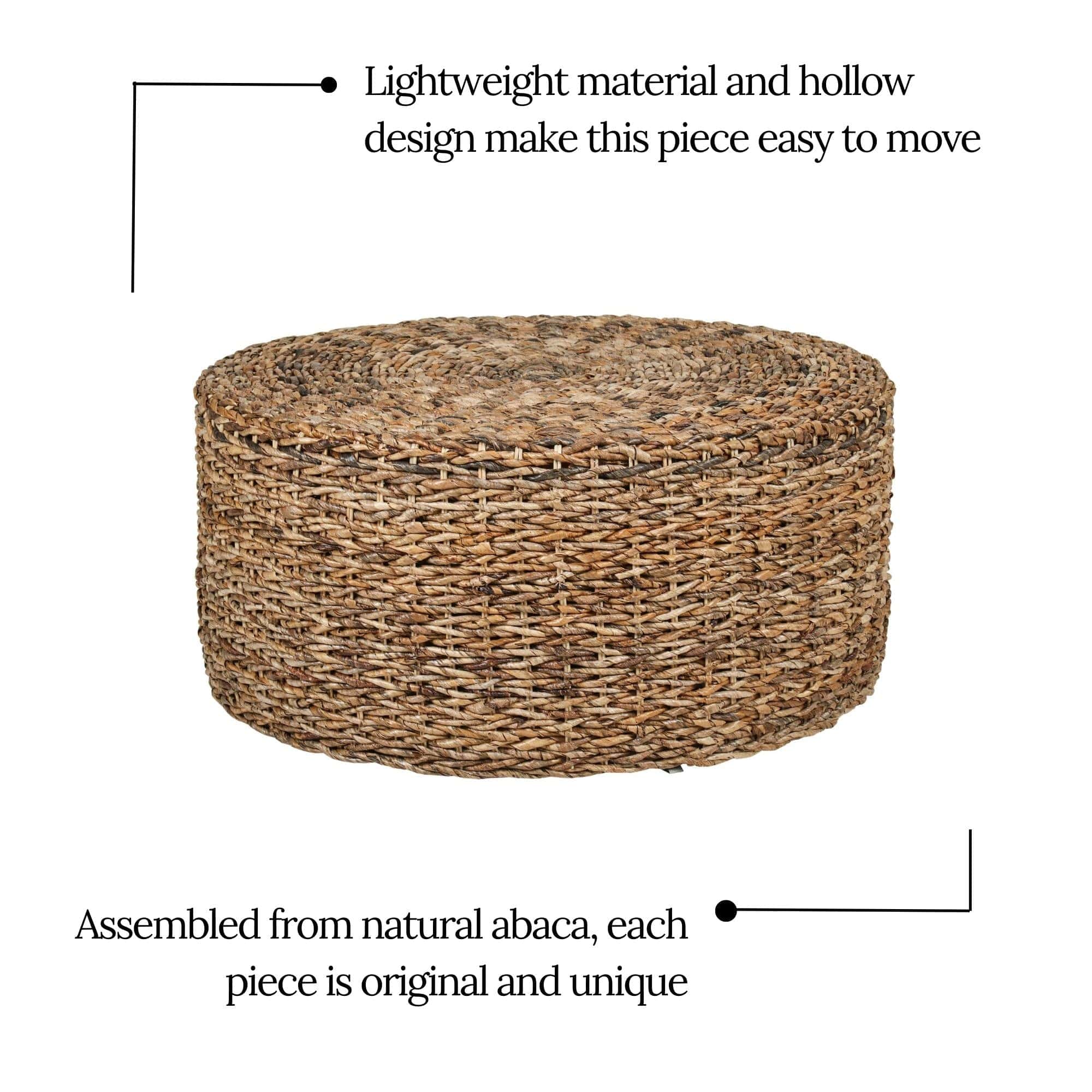 Bohemian Chic Handwoven Abaca Coffee Table with Optional Feet - Sustainable and Unique Décor Piece