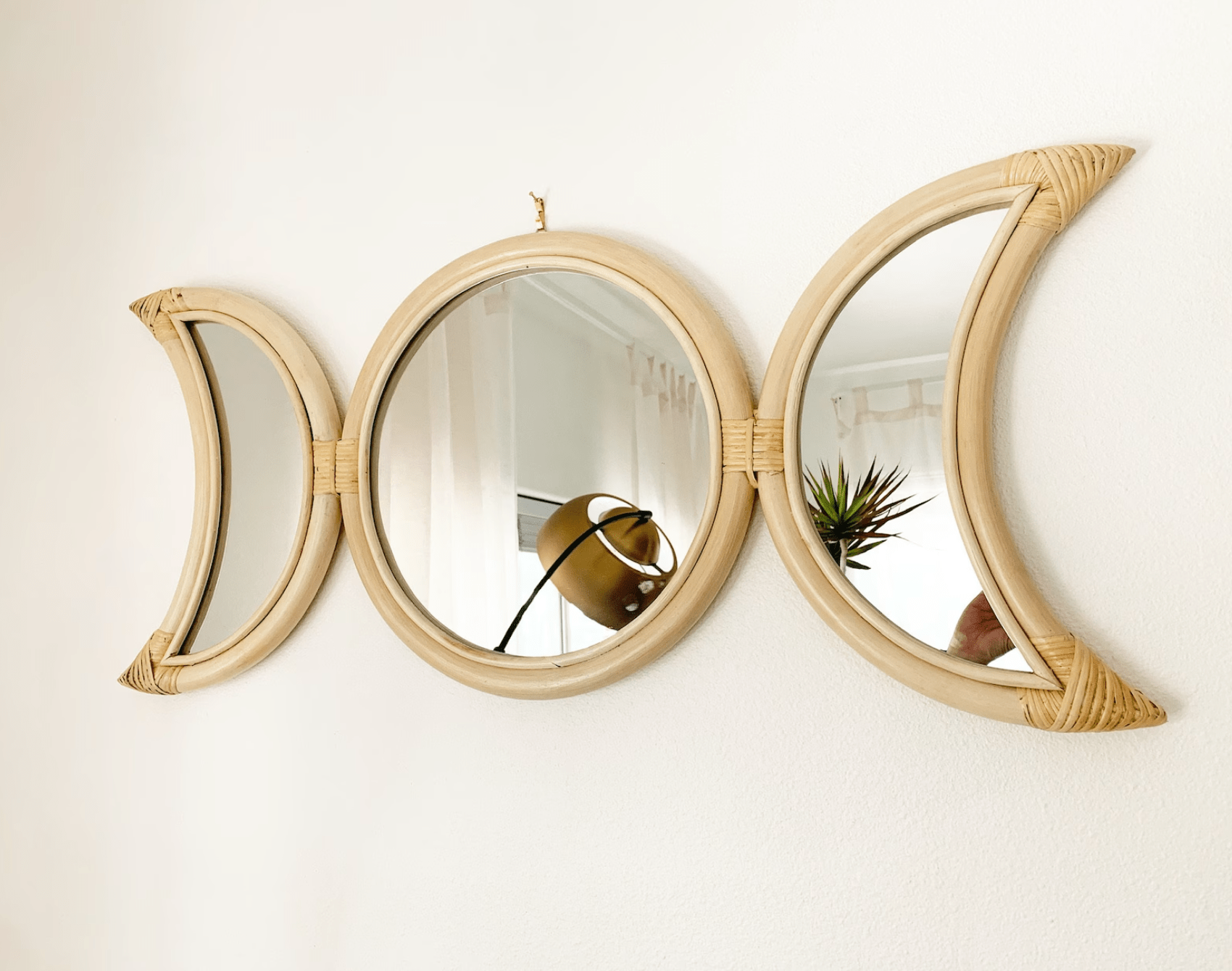 Bohemian Moon Phase Mirror - Natural Decorative Wall Mirror for a Spiritual Home