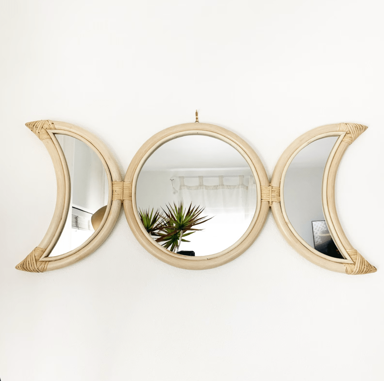 Bohemian Moon Phase Mirror - Natural Decorative Wall Mirror for a Spiritual Home