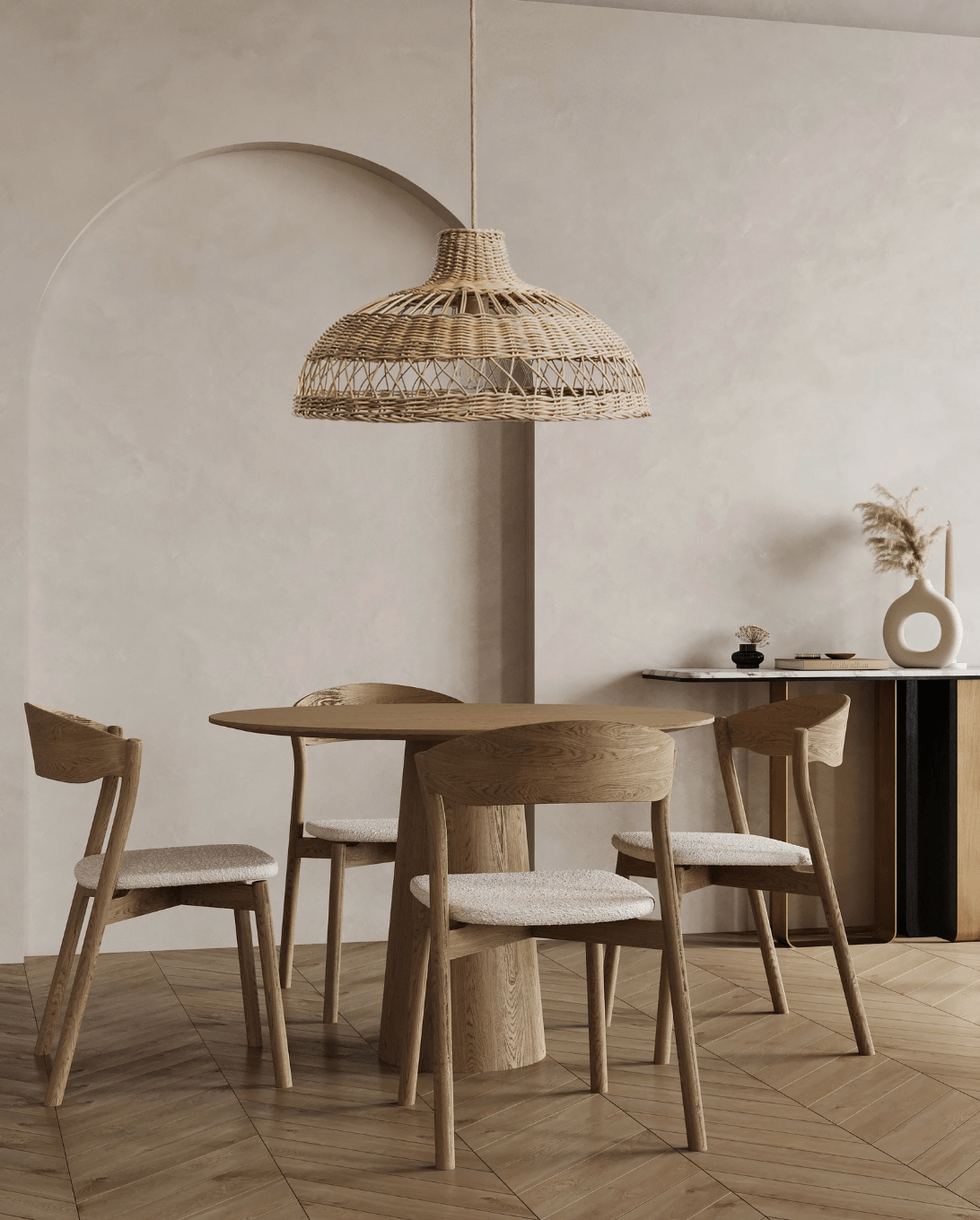 Boho Elegance Illuminated: Rattan Pendant Light -  21.75, Hardwired 48 in