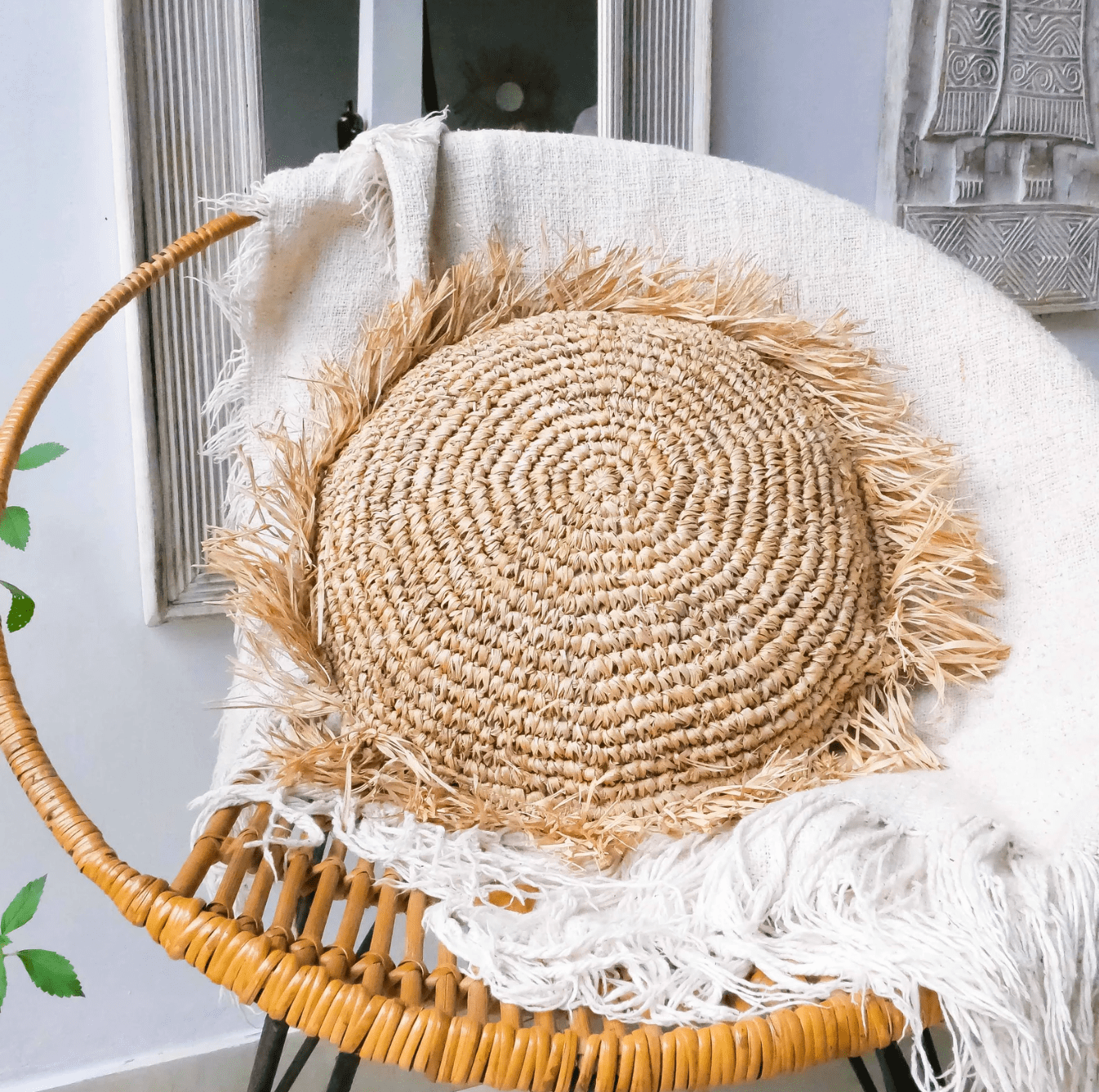 Boho Fringe Pillow Cover - Crochet Throw Pillowcase for Rustic Home Decor - Brown Cushion Cover