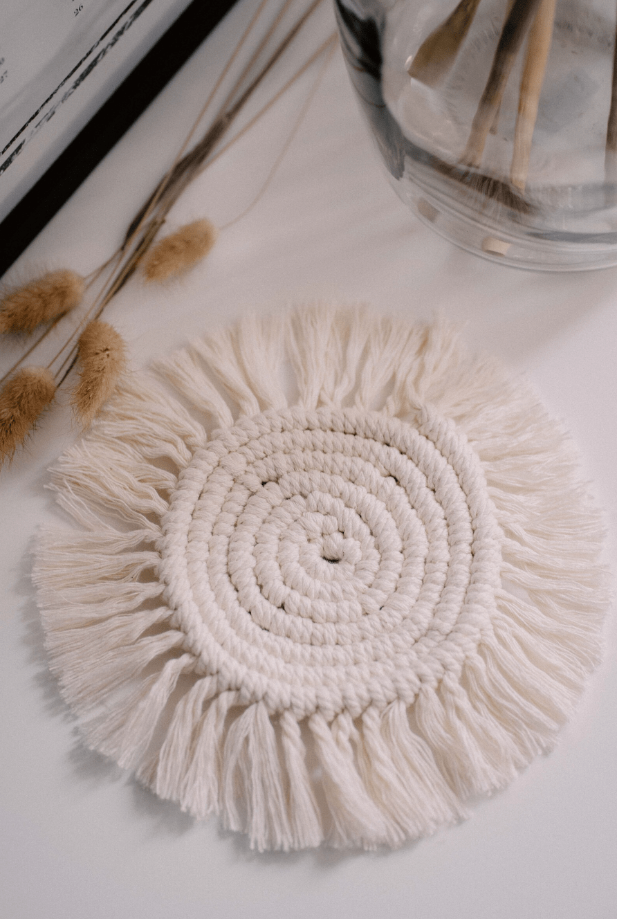 Boho Macrame Coasters: Elegant Table Decor for Home & Living Spaces