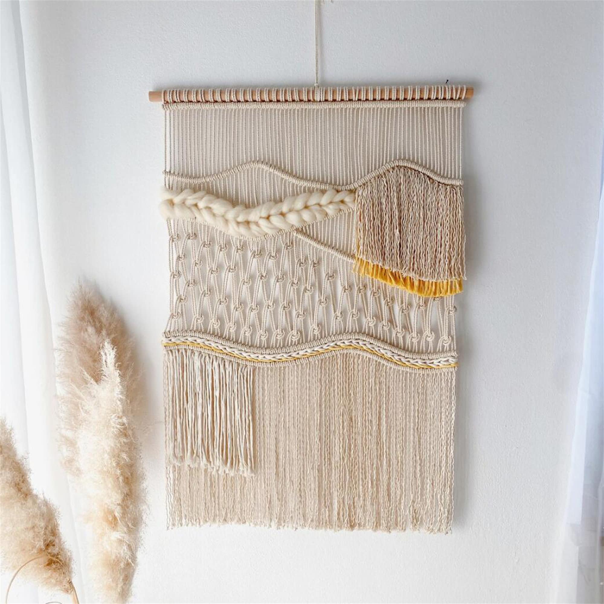 Boho Macrame Wall Hanging – Handmade Curtain, Woven Headboard, Unique Wall Decor, Perfect Gift