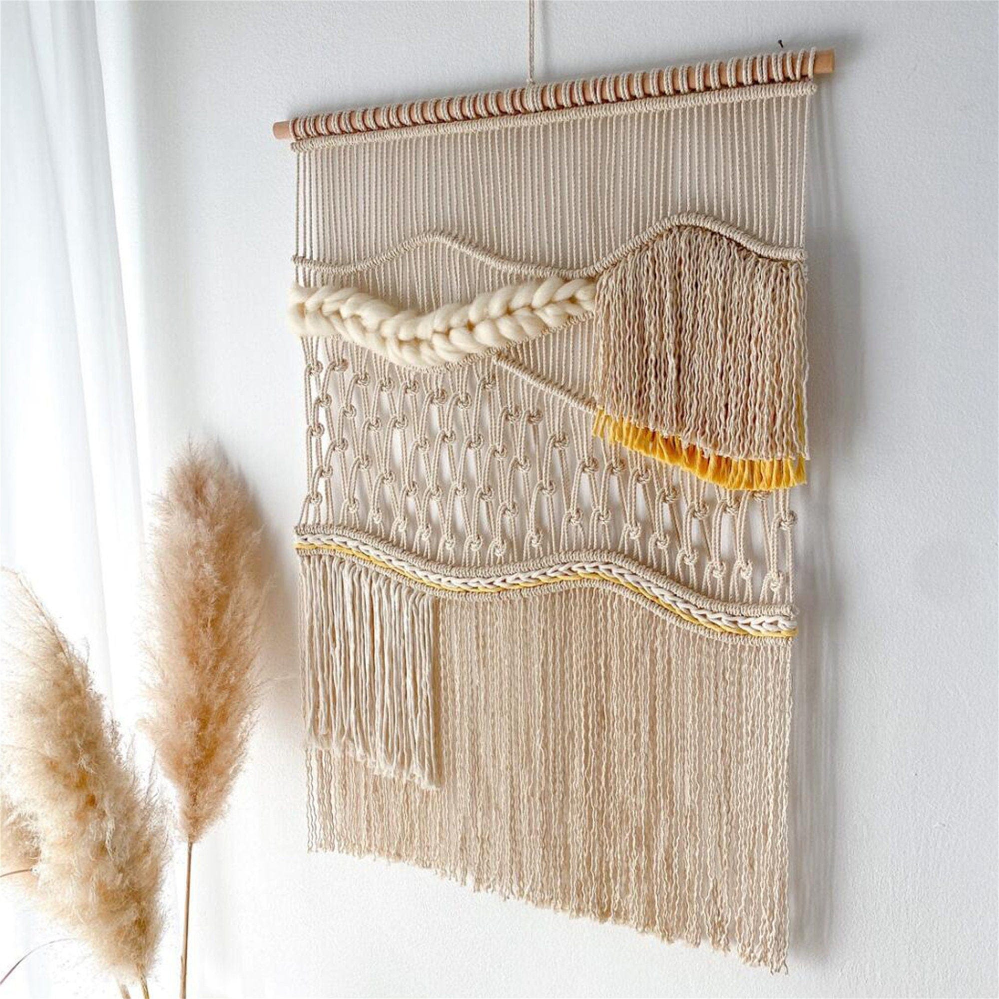 Boho Macrame Wall Hanging – Handmade Curtain, Woven Headboard, Unique Wall Decor, Perfect Gift