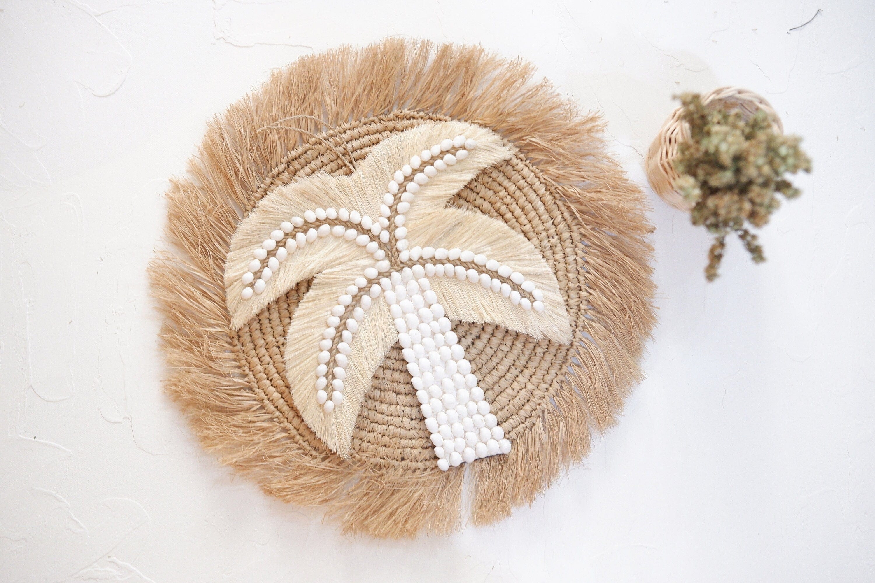 Boho Palm Tree Shell Wall Decor – Coastal Nursery and Kids' Room Ornament